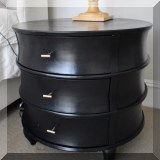 F47. Pair of 3-drawer black nightstands. 26”h x 28”w 